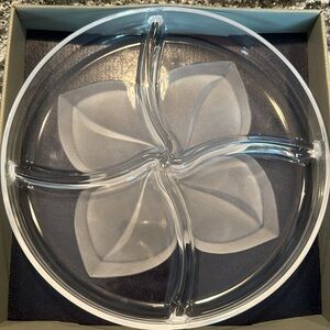 J.G. Durand Crystal Florence Divided‎ Divisioned Serving Dish ~Frosted